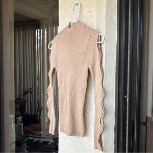 Almost Famous Beige Ribbed Turtleneck Sweater
